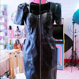Black Pleather Midi Dress